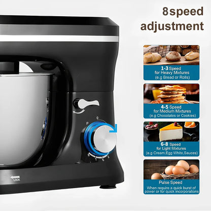 Black desktop stand mixer with 3-speed control for baking and whipping applications