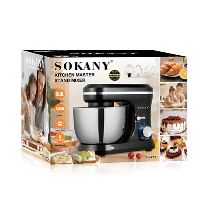 Black desktop stand mixer with 3-speed control for baking and whipping applications