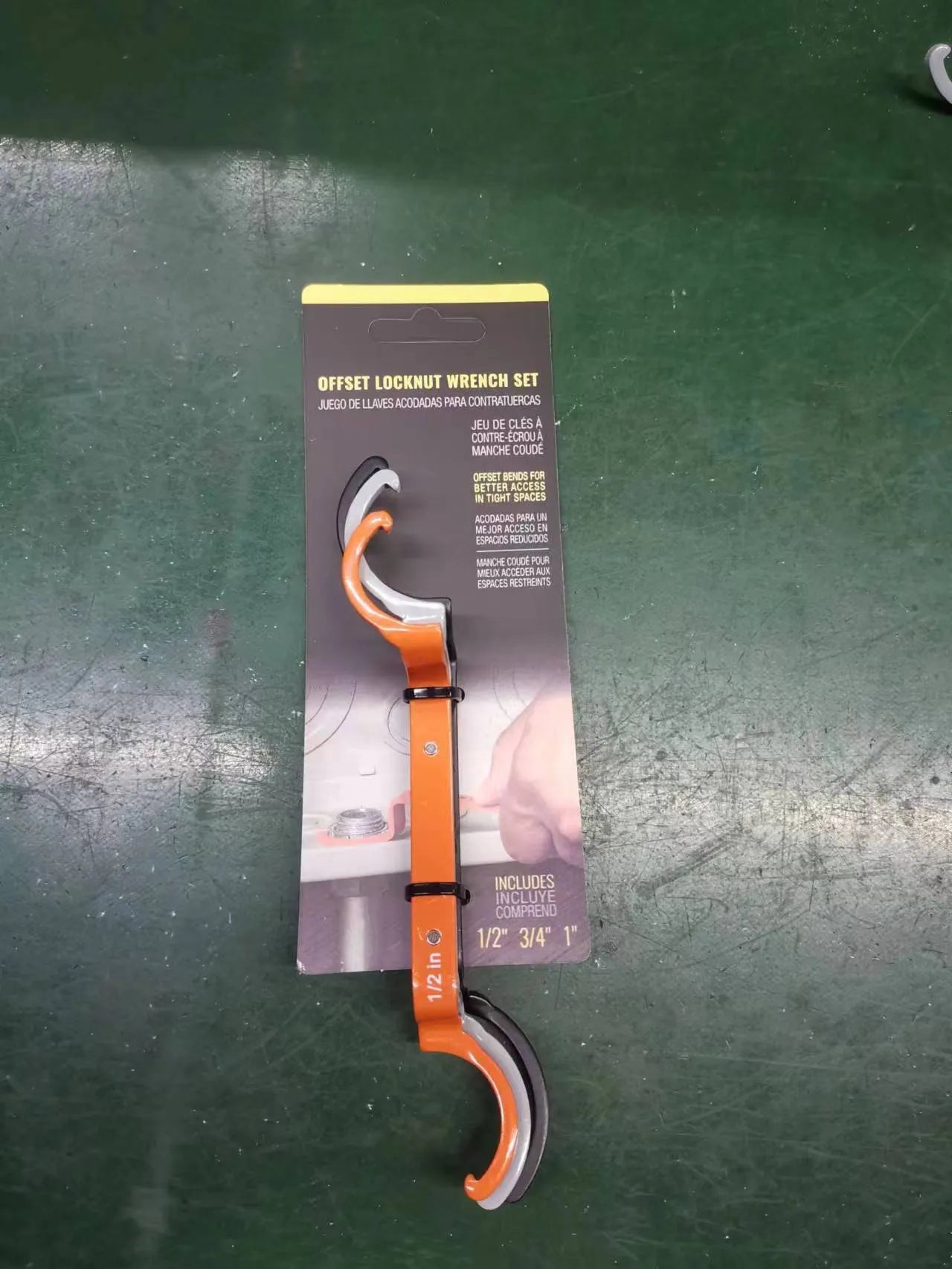 Crescent magnetic suction wrench catheter locking wrench kit three-piece set with orange, gray, and black wrenches