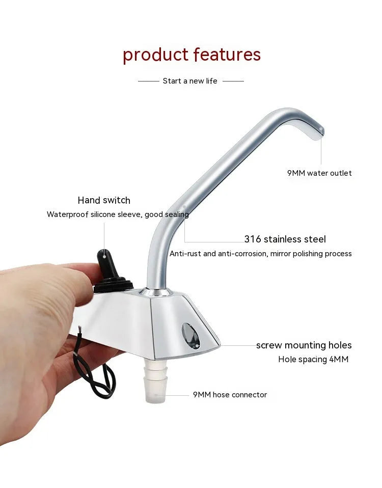 RV electronic control rotating faucet with 316 stainless steel construction and mirror polish finish