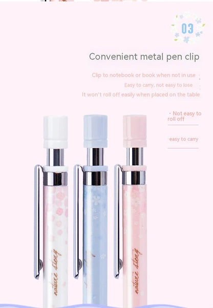 Simplified 0.5mm cartoon automatic pencil set with three pencils and refill boxes in mixed colours