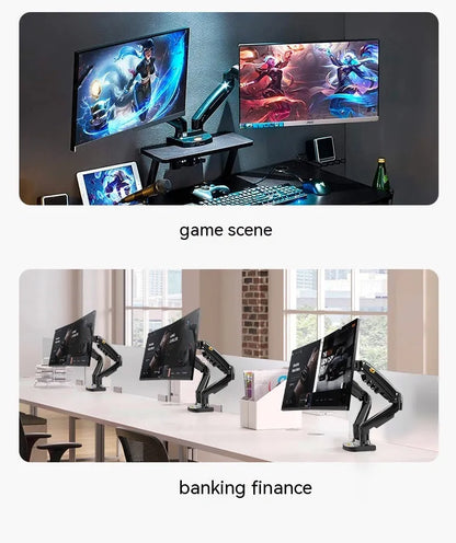 Dual screen monitor bracket with lift-style height adjustment for VESA 75-100mm monitors