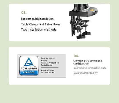 Dual screen monitor bracket with lift-style height adjustment for VESA 75-100mm monitors