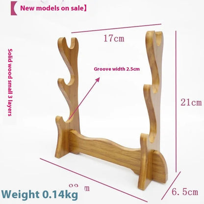 Handmade wooden multi-layer wall bracket in Chinese style with solid wood construction
