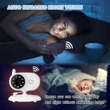 White 3.5 inch baby monitor with night vision camera and TFT LCD receiver, UK plug