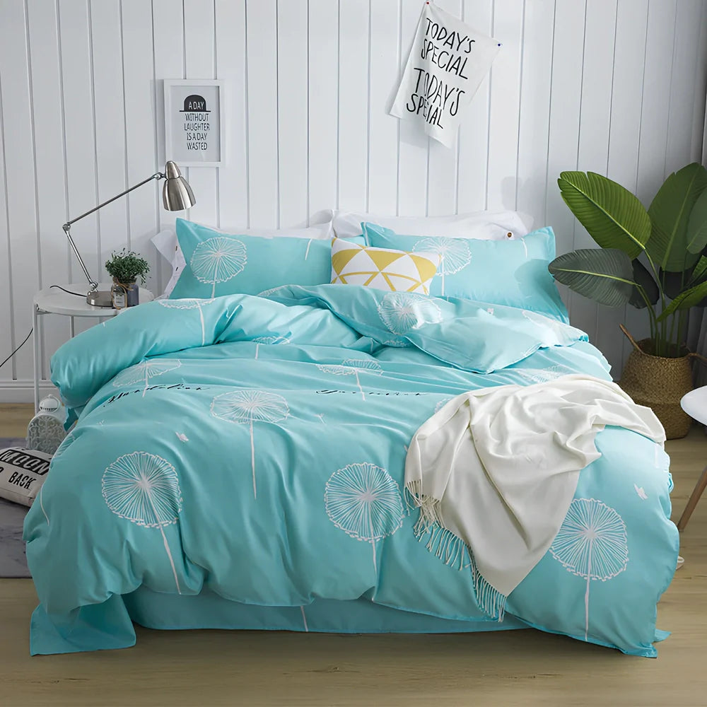 Aloe cotton single bed sheet in Dandelion colour showing 100% cotton fabric with three size options from 180x230cm to 230x230cm