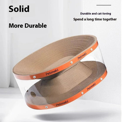 White transparent cat scratch board nest tunnel toy with diamond pattern measuring 58x45x23cm