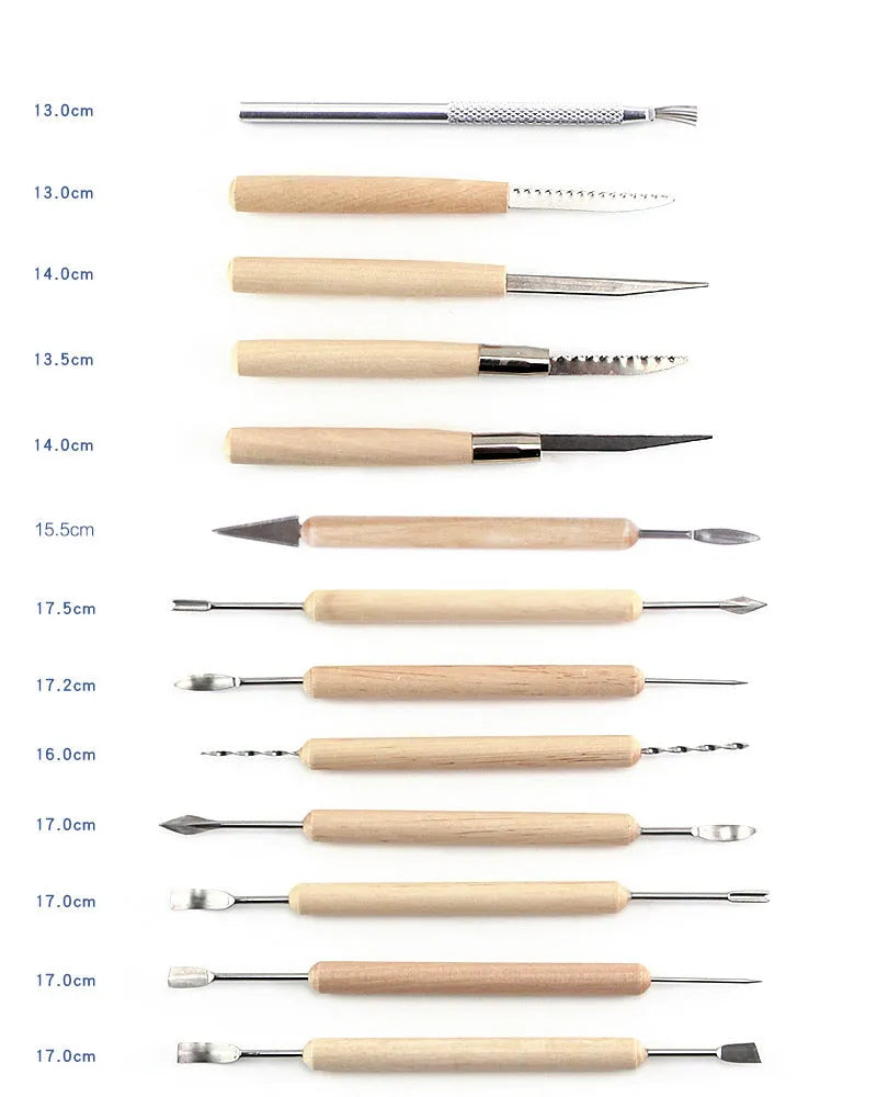 27-piece pottery clay tool set with rolling tool in OPP bag for sculpting and DIY crafts