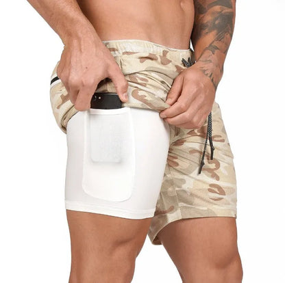 Pocket compression shorts in nylon, moisture-wicking and quick-drying, available in multiple colours and sizes S to 3XL.