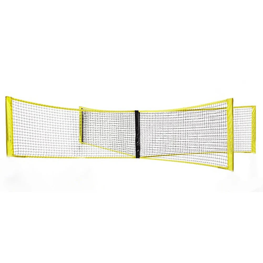 Black polyethylene volleyball net with four sides standard construction showing rope thickness detail