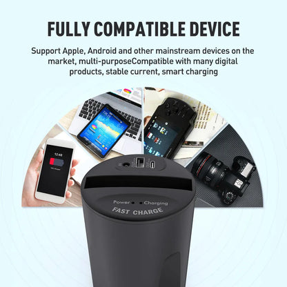 Black X9 car wireless charging cup and base for QI smartphones with Micro USB cable.