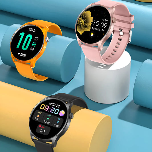 Bluetooth smart watch with heart rate monitor on a silicone strap, showing a 1.3-inch colour display.