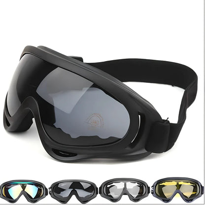 Motorcycle sports goggles with colour-changing lenses and silica gel frame for wind protection