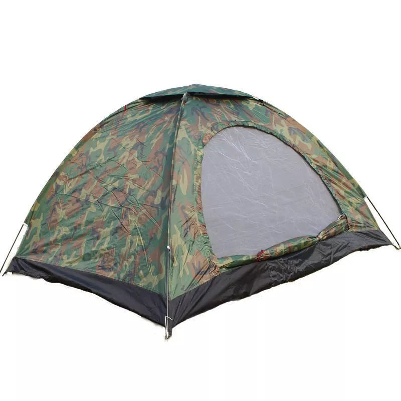 Outdoor camouflage tent with fiberglass frame, waterproof for 2-4 people