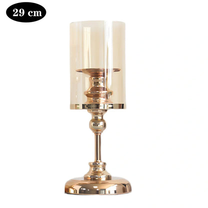 Champagne electroplated metal candlestick with 12cm diameter, French king colour, 8cm candle base