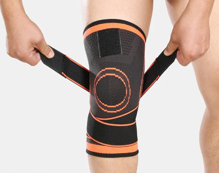 Durable sports knee brace with premium materials, 3D weaving technology, and customizable pressure belt design for active lifestyles