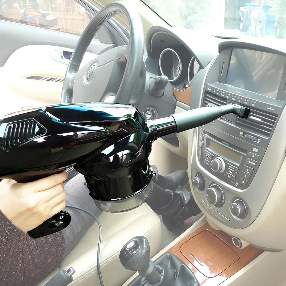 Hand-held vacuum cleaner with cigarette lighter plug for vehicle and household cleaning