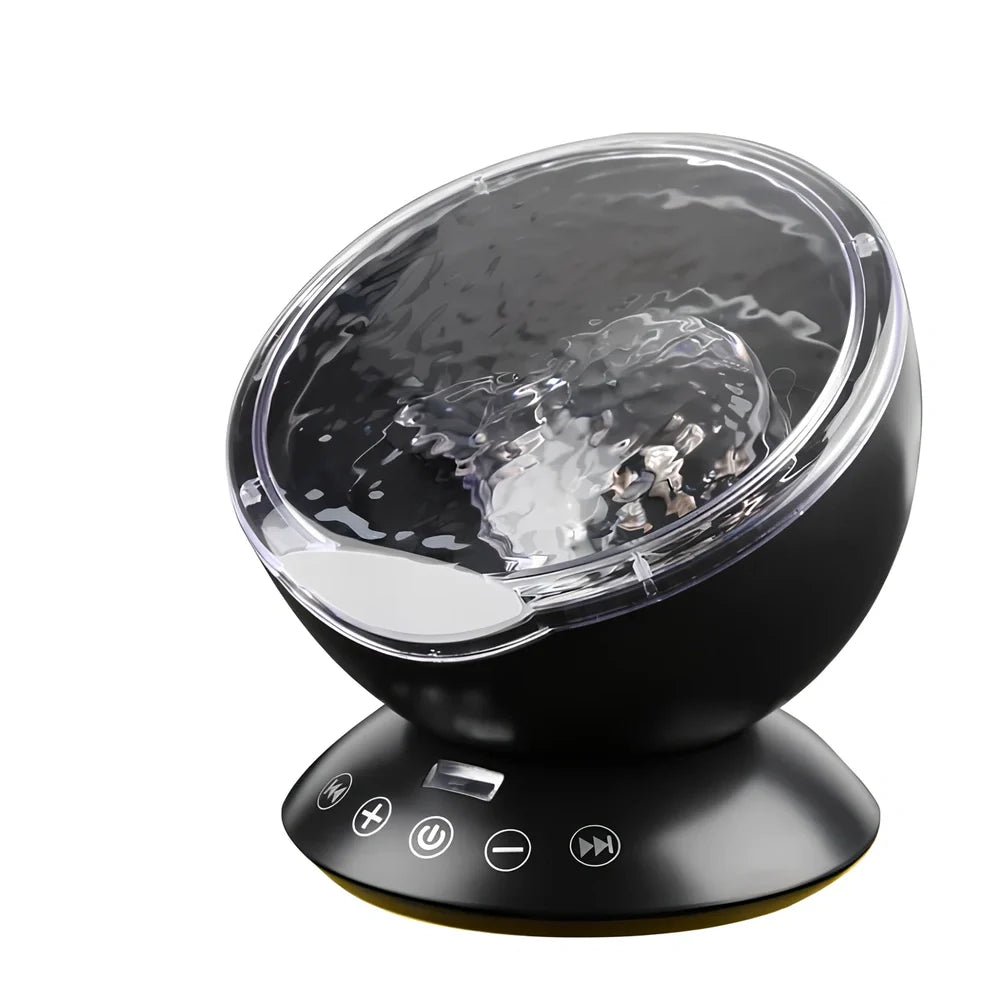 Ocean Wave Projector measuring 12.6x10.5cm with remote control projecting colourful waves on ceiling