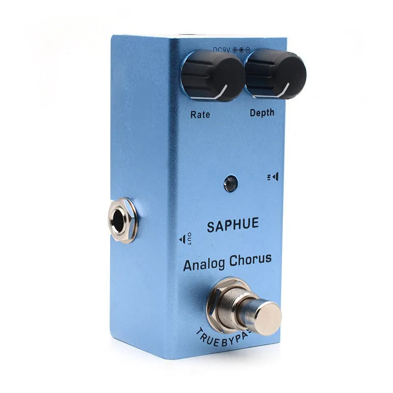 SAPHUE mini electric guitar effects pedal with aluminium alloy casing, true bypass, 1/4 inch jacks and 9V DC power