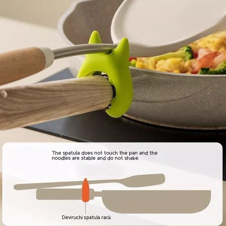 Multifunctional silicone spatula holder with anti-overflow design for kitchen utensils