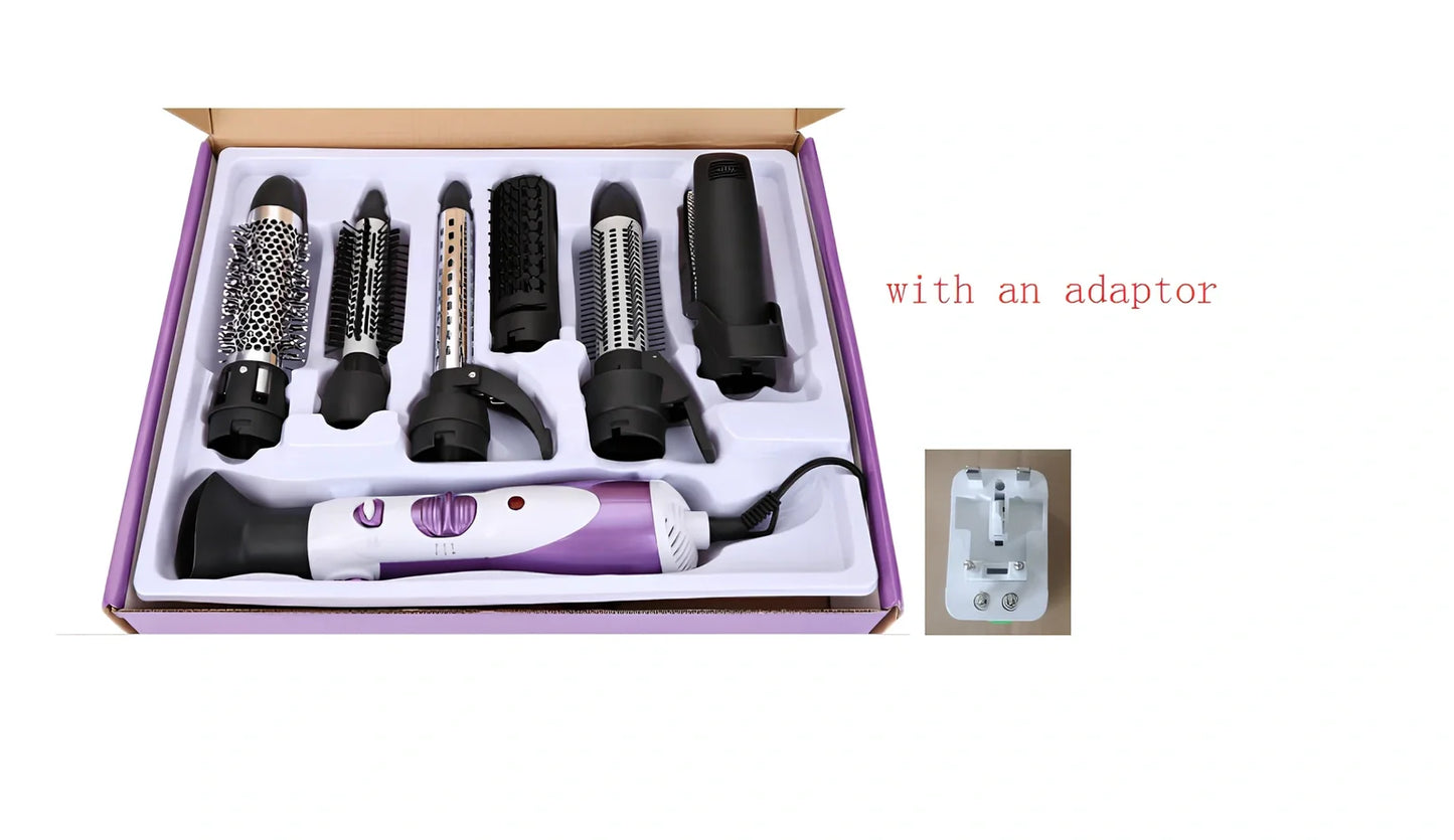 Purple folding hair dryer with diffuser attachment showing compact 20.5cm size