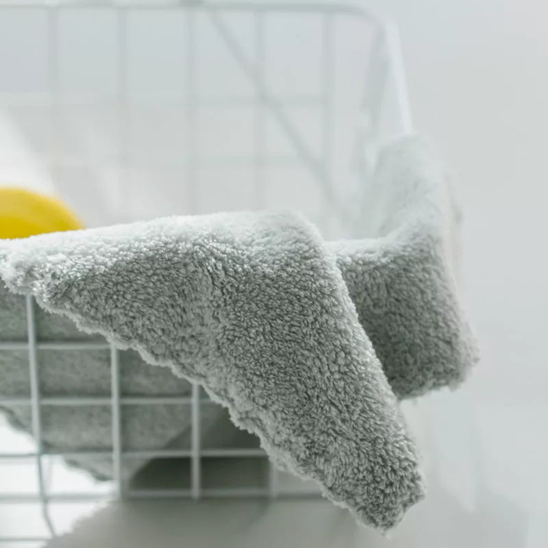 Children's microfiber hand towel in pink, green, purple, coffee, and white