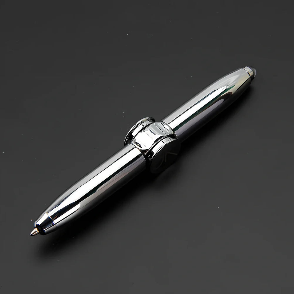 Multifunctional decompression gyro ballpoint pen showing 10.3cm length and spinning mechanism