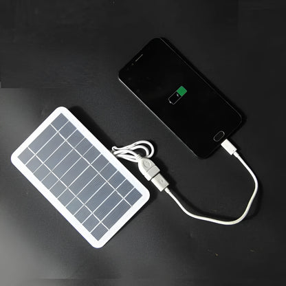 2W 5V portable solar panel charger measuring 157x94mm with USB cable