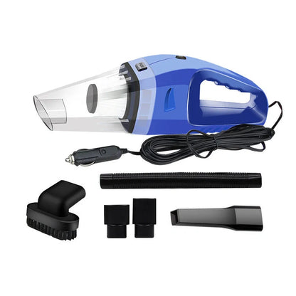 12V 120W portable handheld car vacuum cleaner with 4000PA suction in orange, blue, and black