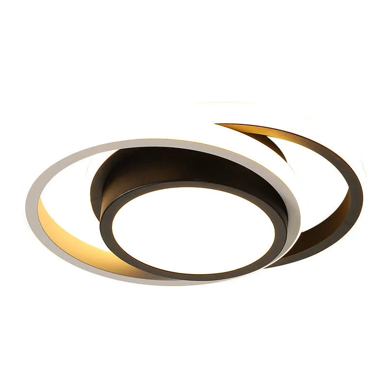 Modern Nordic-style aluminium ceiling light shown in round and square shade options.