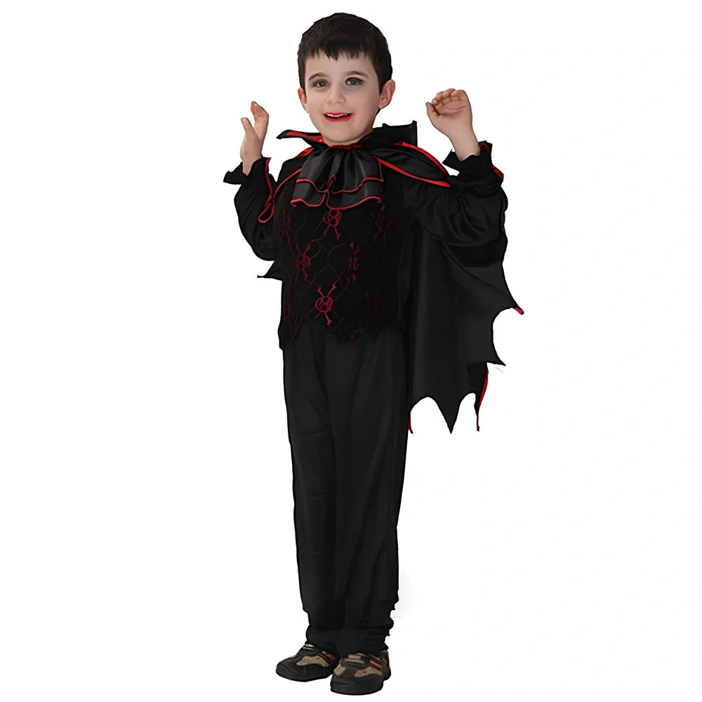 Halloween children's costume in black and red, sizes for 110-140cm height