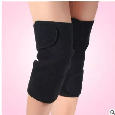Black warm knee pads with double-sided heating for cold weather comfort