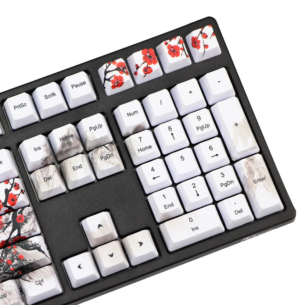 PBT Wangjiang Plum blossom mechanical keyboard keycap set with 109 keys at OEM height