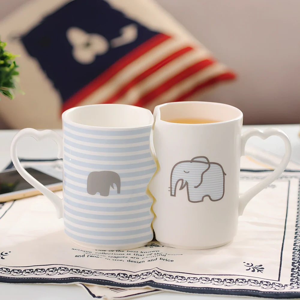 Pair of ceramic cups with 360ml capacity, high-temperature jade porcelain construction, four colour options