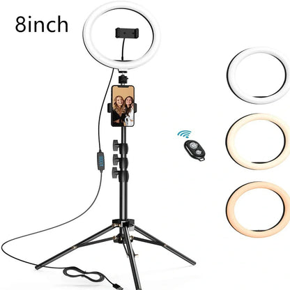 10-inch ring light with 26cm LED diameter on adjustable tripod stand for photography