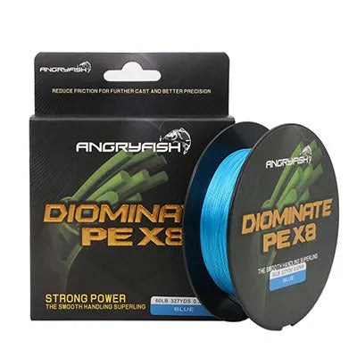 Anti-bite PE braided fishing line 300m spool in black, blue, green, purple, or yellow, wire numbers 0.8 to 8.0.