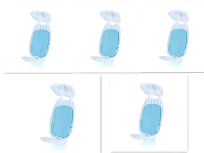 Pack of 50 pink biodegradable soap paper sheets, each 8x4.5cm, for portable hand cleaning on travels