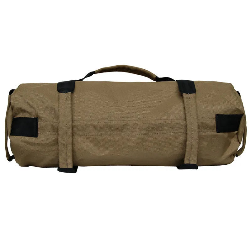 Weight lifting sandbag in 900D Oxford cloth with six handles, 48cm x 20cm size, four inner bags, Black Khaki or Red