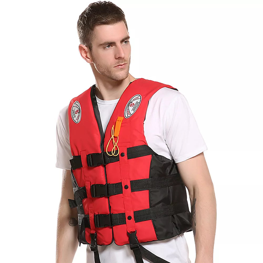 Child's life jacket with EPE foam buoyancy, reflective pads, and survival whistle
