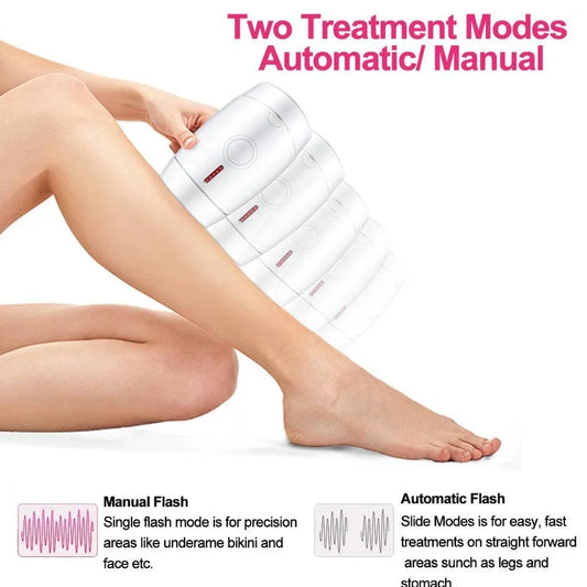 White home laser hair removal device with display screen and adjustment buttons