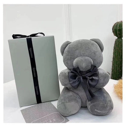 Grey teddy bear plush toy with PP cotton filling, measuring 36cm in height, on a neutral background