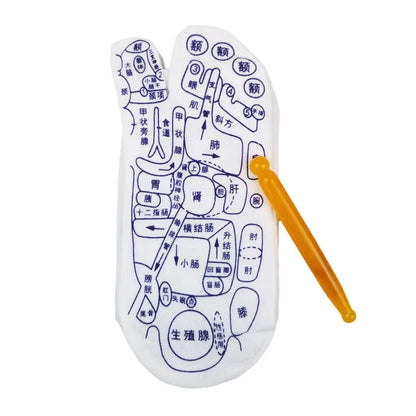 Acupressure foot massager socks with reflexology charts for targeted relief