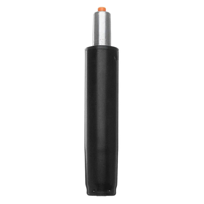 Gas spring for manual lift chair assembly in black paint and silver electroplated finishes.