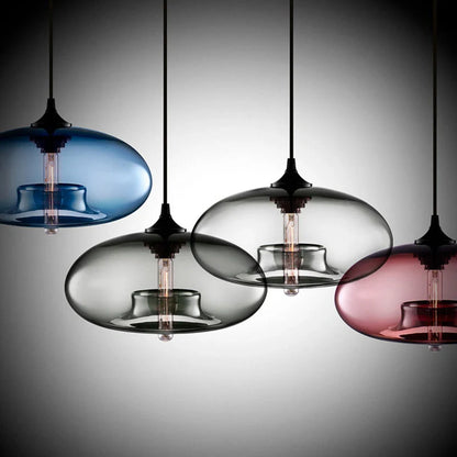 Nordic Modern Loft Pendant Lamp with adjustable height and glass body in various colors