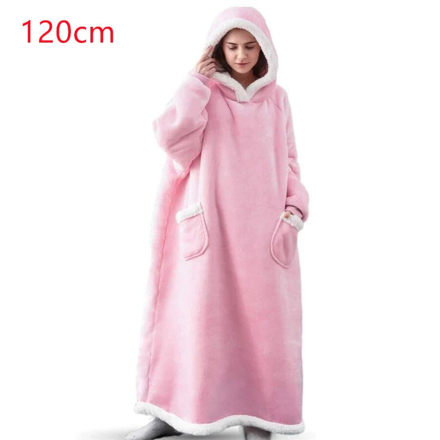 Cozy TV Blanket Hoodie in a variety of colors, featuring a plush polyester design with a front pocket and adjustable drawstring hood