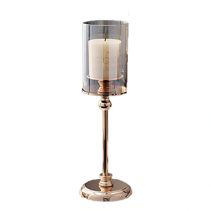 Champagne electroplated metal candlestick with 12cm diameter, French king colour, 8cm candle base