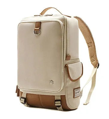 Modern large capacity Oxford cloth backpack in grey, showing front view with dimensions 30x16x46cm.