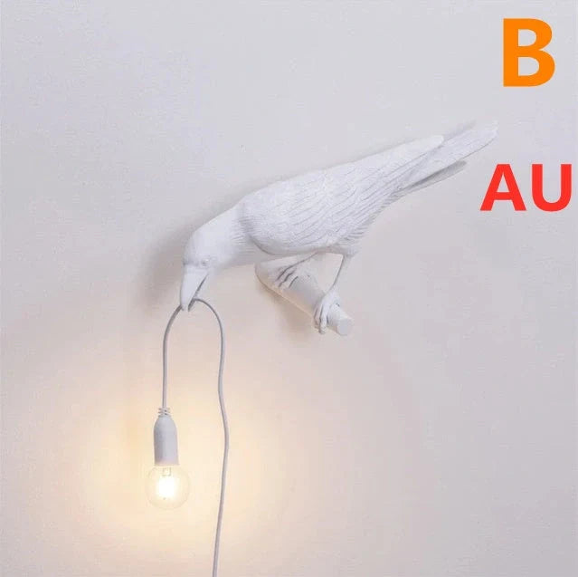 Elegant Resin Bird Wall Lamp illuminating a cozy room with its unique design