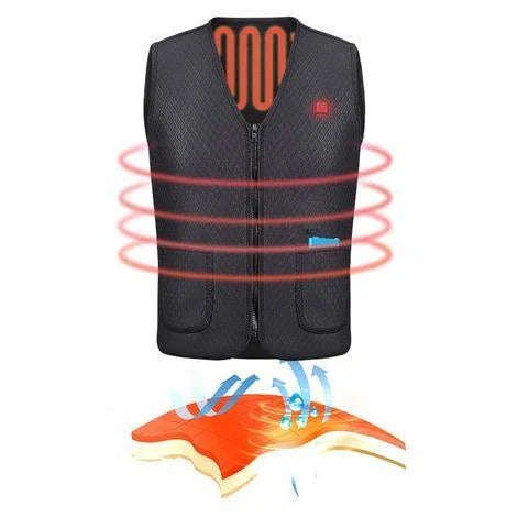 Versatile heated vest with adjustable temperature control and durable polyester construction for outdoor activities