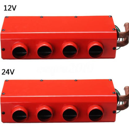 Metal car heater with copper pipe connections for 12V and 24V vehicle heating systems